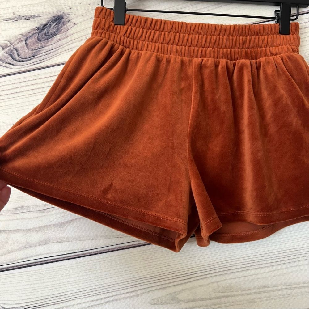 Forever 21 Velour Burnt Orange Soft Comfy High Waist Shorts - Picture 5 of 9